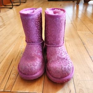 Ugg Youth/Girls Leopard Pink Sparkle Boot Sz 13